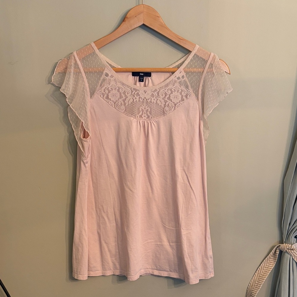 GAP Light Pink Flutter Sleeve Top